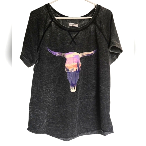 Grayson Threads Tops - Greyson Threads Grey Graphic T-Shirt with Bull Skull Design XL